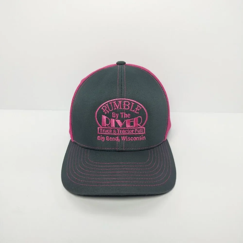 Pacific Headwear Pro Model 104c Pink Black Rumble By The River Mesh Snapback Hat